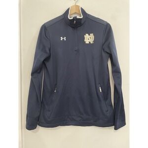 Under‎ Armour Women's Notre Dame 1/4 Zip Navy Blue Spell Out Sweatshirt Medium